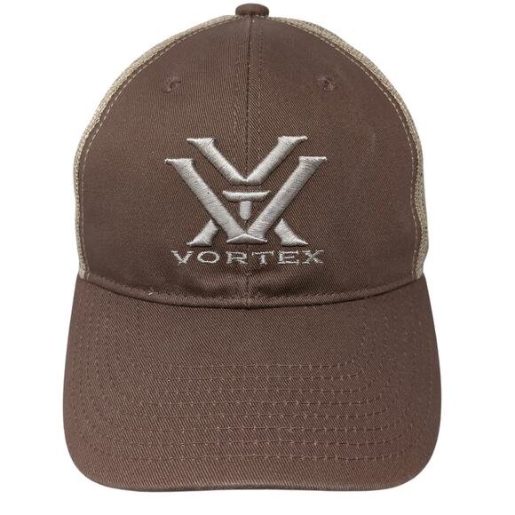 Vortex Snapback Mesh Back Trucker Hat Brown One Size Embroidered Outdoor - Picture 1 of 9